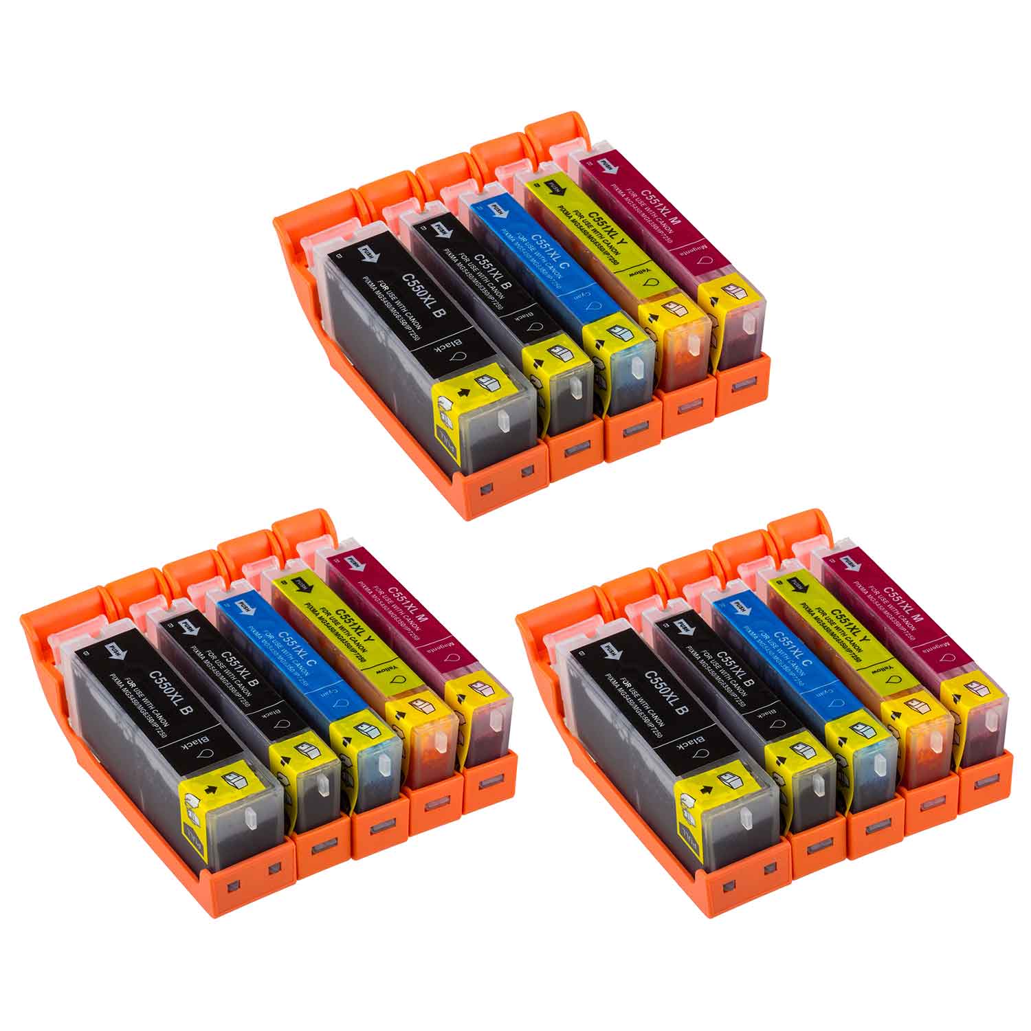 7dayshop Non-OEM Ink Cartridges PGI-550 XL CLI-551 for Canon Pixma Printers  - 15 Pack