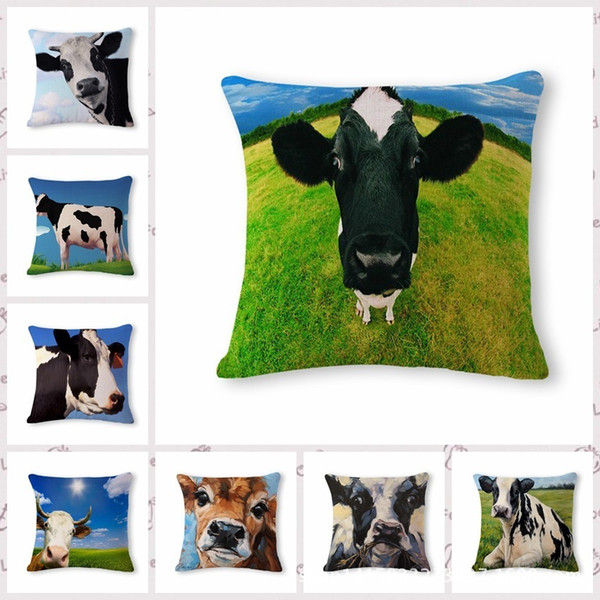 lovely cattle pattern cotton flax pillow back cushion cushion can customized