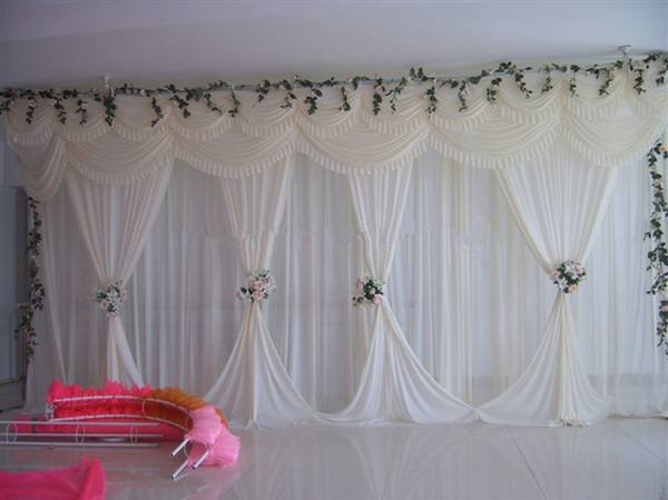 White elegant wedding backdrop curtain marriage wedding stage decoration Express free shipping