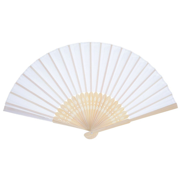 12 pack hand held fans white silk bamboo folding fans handheld folded fan for church wedding gift, party favors, diy decoratio