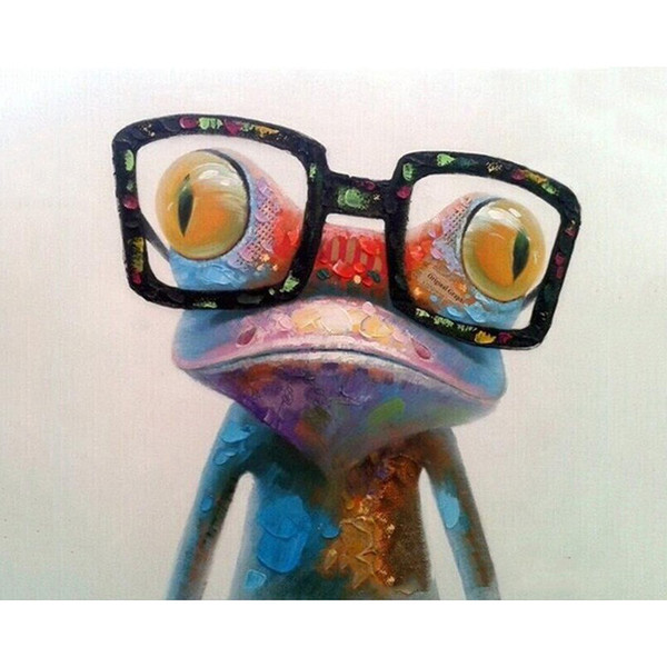 glasses frog animal diy digital painting by numbers modern wall art canvas painting christmas unique gift home decor 40x50cm