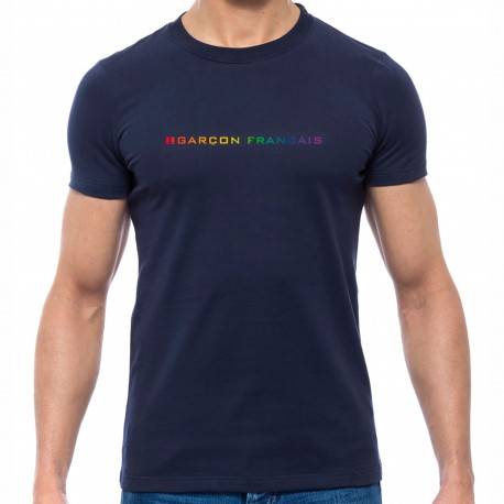 Garçon Français Rainbow Cotton T-Shirt - Navy L