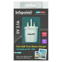 P041 Twin USB Mains Charger Overload Protection