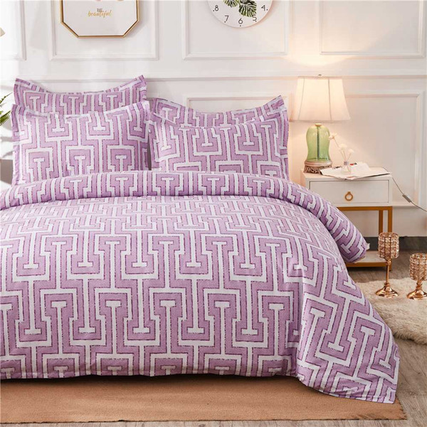 purple geometric pattern printed bedding set duvet cover nordic bed linings king comforter bed ropa de cama
