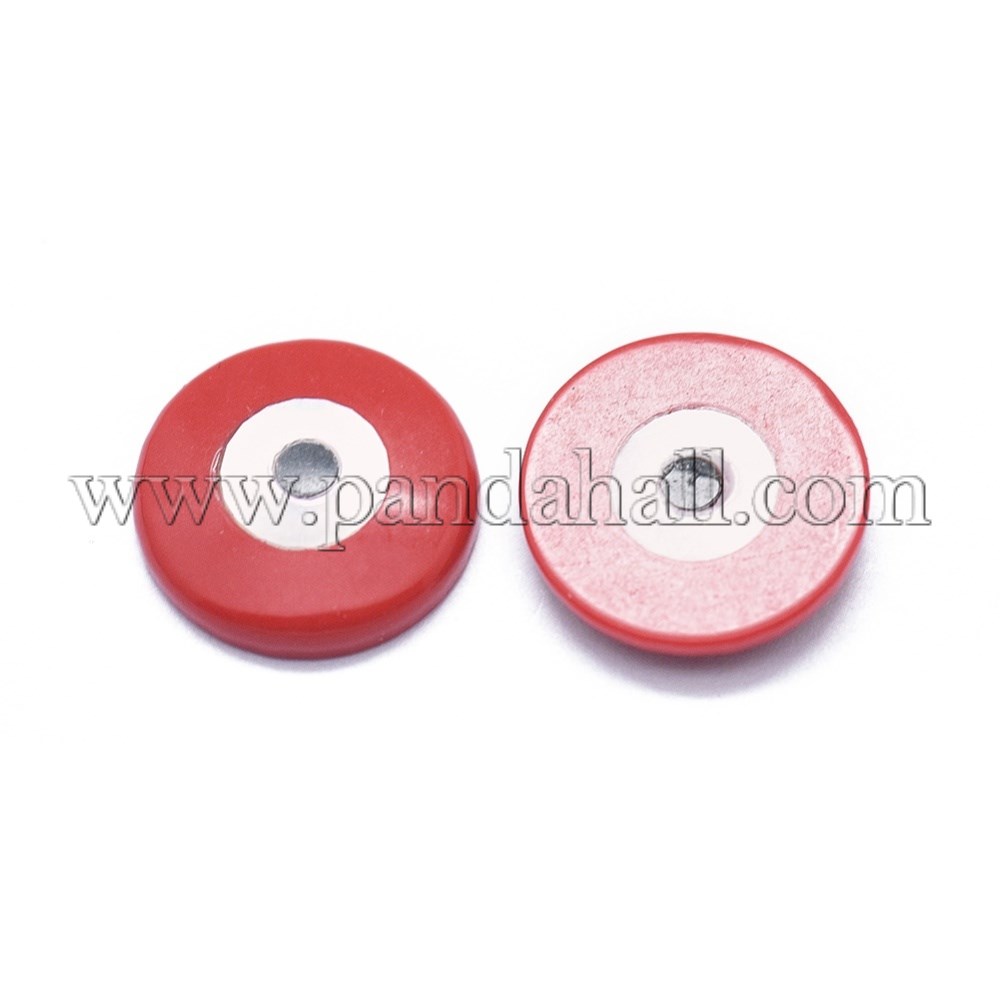 Synthetic Turquoise Cabochons, with Enamel, Half Round with Evil Eye, Red, 11x2~2.5mm