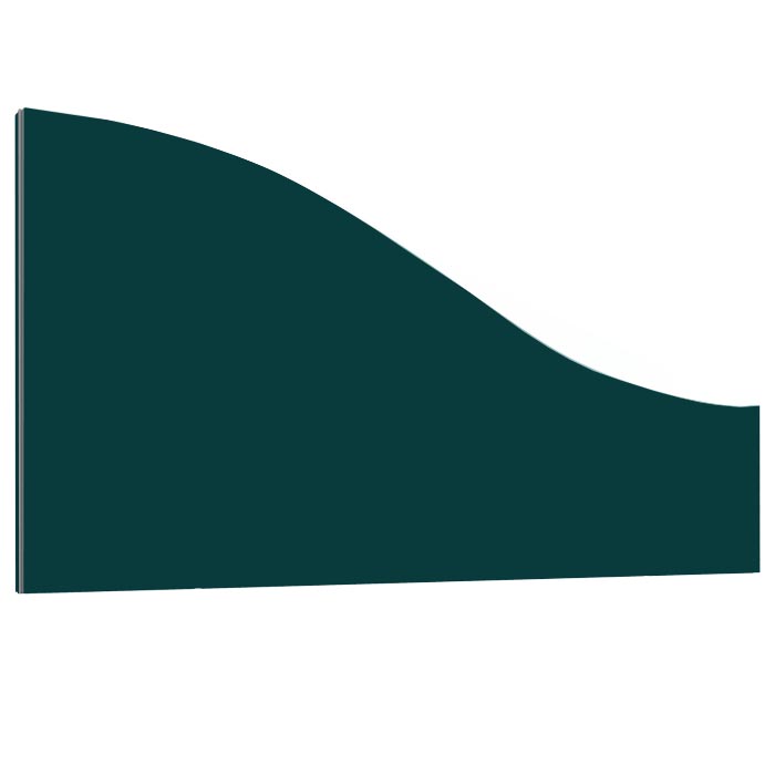 Dark Teal Office Desk Screen 800mm Wide - Wave Style 480mm High