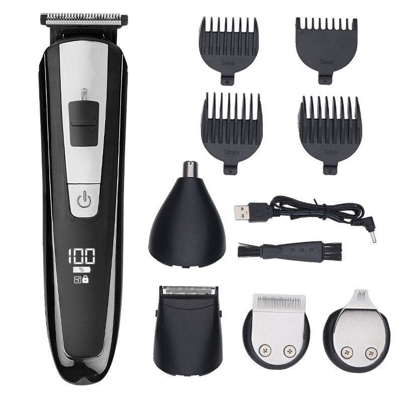 NK-2555 5 in 1 LCD Display Multifunktionaler Haarschneider USB Wiederaufladbarer elektrischer Haarpflege-Haarschneider