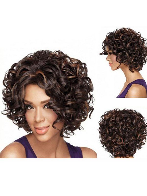 Short Fluffy Curly Heat Resistant Fiber Synthetic Wig