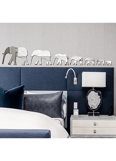 7pcs Elephant Pattern Silver 3D Stickers