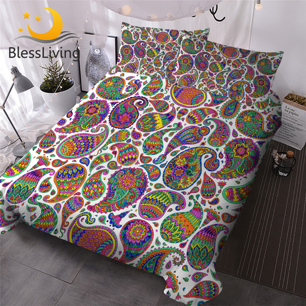 blessliving paisley duvet cover bohemian bedding set 3pcs abstract floral home textiles colorful boho comforter cover set king