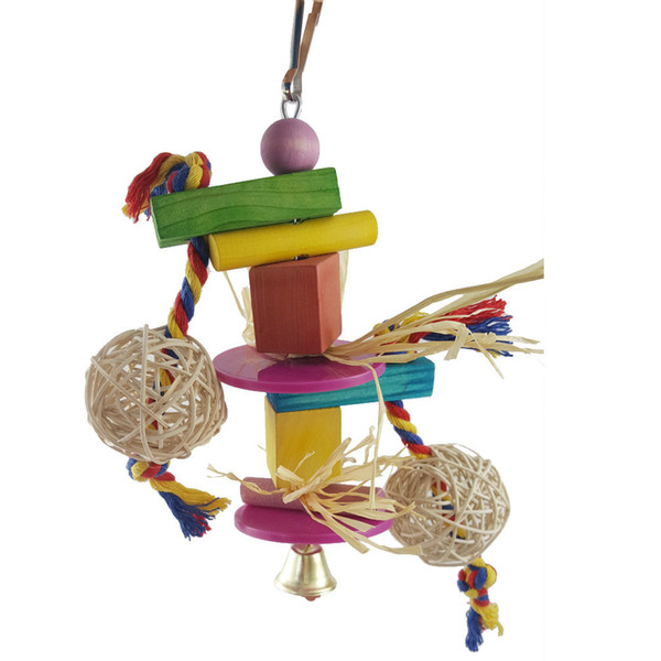 colour solid wood parrot gnaw toys colour wood sepaktakraw straw string group hair