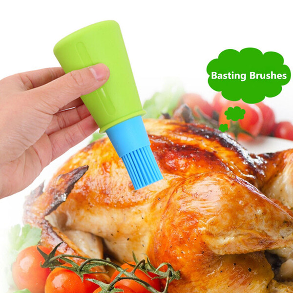 1pc grill oil bottle brushes tool heat resisting silicone bbq basting oil brush barbecue cooking pastry brushes ic674474