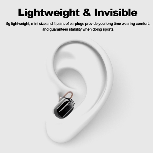 TWS-K8 True Wireless Bluetooth Headphones Invisible Earphone In-ear Stereo Music Headsets Hands-free w/ Microphone Charging Box Black