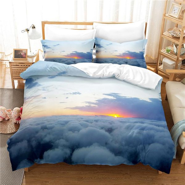Bedding Sets White Clouds Set Duvet Cover 3d Digital Printing Bed Linen Queen Size Fashion Design