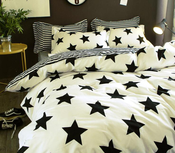 4pcs stars geometric bedding set includes duvet cover flat sheet fitted sheet pillowcases without filler cotton eco printing