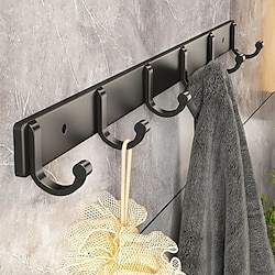 1pc Modern Hanging Hooks For Wall Aluminium Black Towel Holder Bathroom Door Clothe Hanger Coat Rack Wall Mounted Lightinthebox