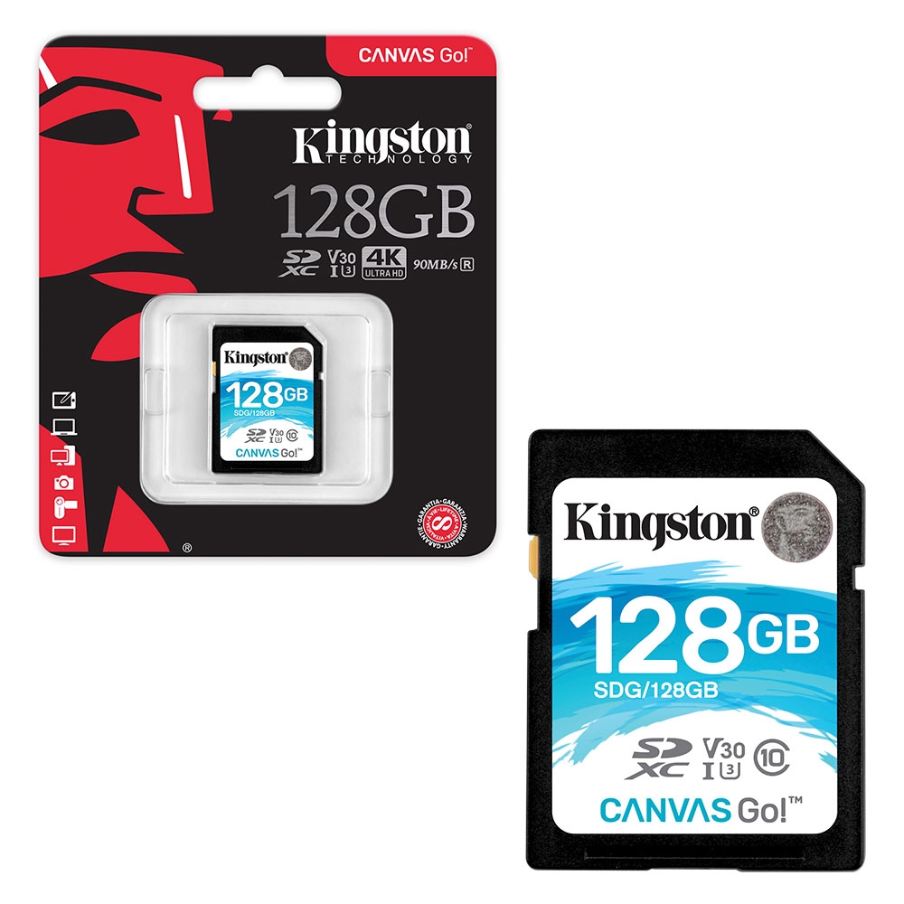 Kingston SD SDXC UHS-I U3 Canvas GO! 90MB/s Class 10 Memory Card - 128GB