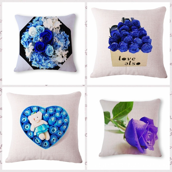 beautiful romantic bluelover pattern cotton flax pillow back cushion cushion can determine