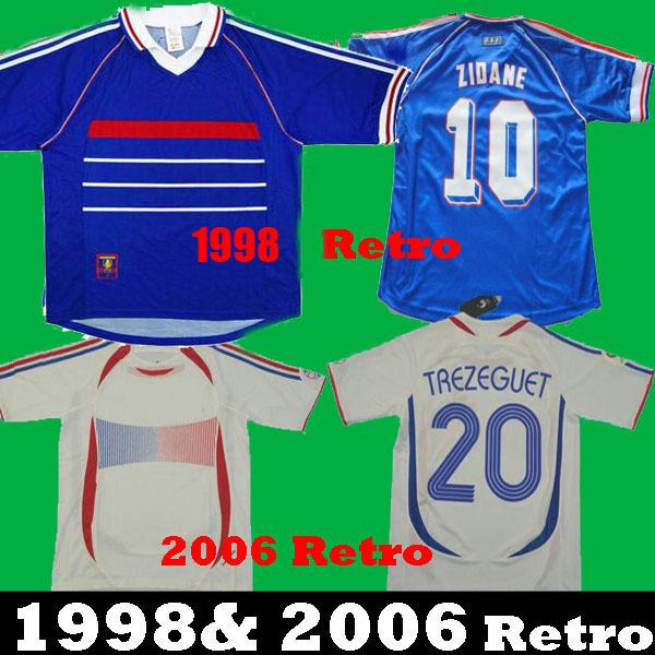 1998 FRANCE RETRO VINTAGE ZIDANE HENRY MAILLOT DE FOOT soccer jerseys uniforms Football Jerseys shirt white away finals 2006 white 2000