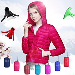 Women's Hoodie Jacket Sports Puffer Jacket Hiking Down Jacket Winter Outdoor Thermal Warm Packable Windproof Ultra Light (UL) Outerwear Trench Coat Top Skiing Camping / Hiking Ski / Snowboard Dark Lightinthebox