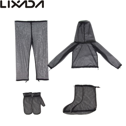 Lixada Lightweight Summer Bug Wear Mosquito Suit Jacket Mitts Pants Socks for Men Women With Ultra-fine Mesh Hiking Fishing Camping Bee feeding Cycling