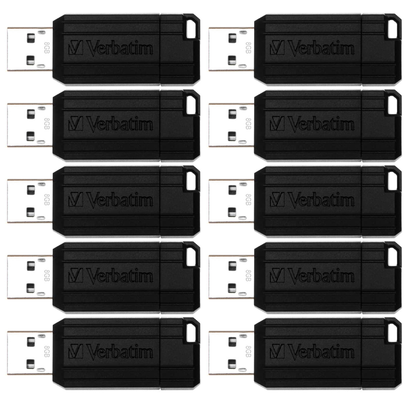 Verbatim 8GB PinStripe USB-Laufwerk 10er-Pack - Schwarz