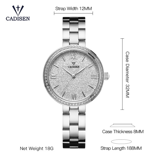 Cadisen Fashion Women Watches Quartz Luxury Stainless Steel Dress Wrist Watch Simple Causal Gift  for Women