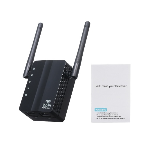 WiFi Repeater Wireless 300 Mbps Router AP-Modus WiFi Extender 2,4G Wireless Repeater (Schwarz)