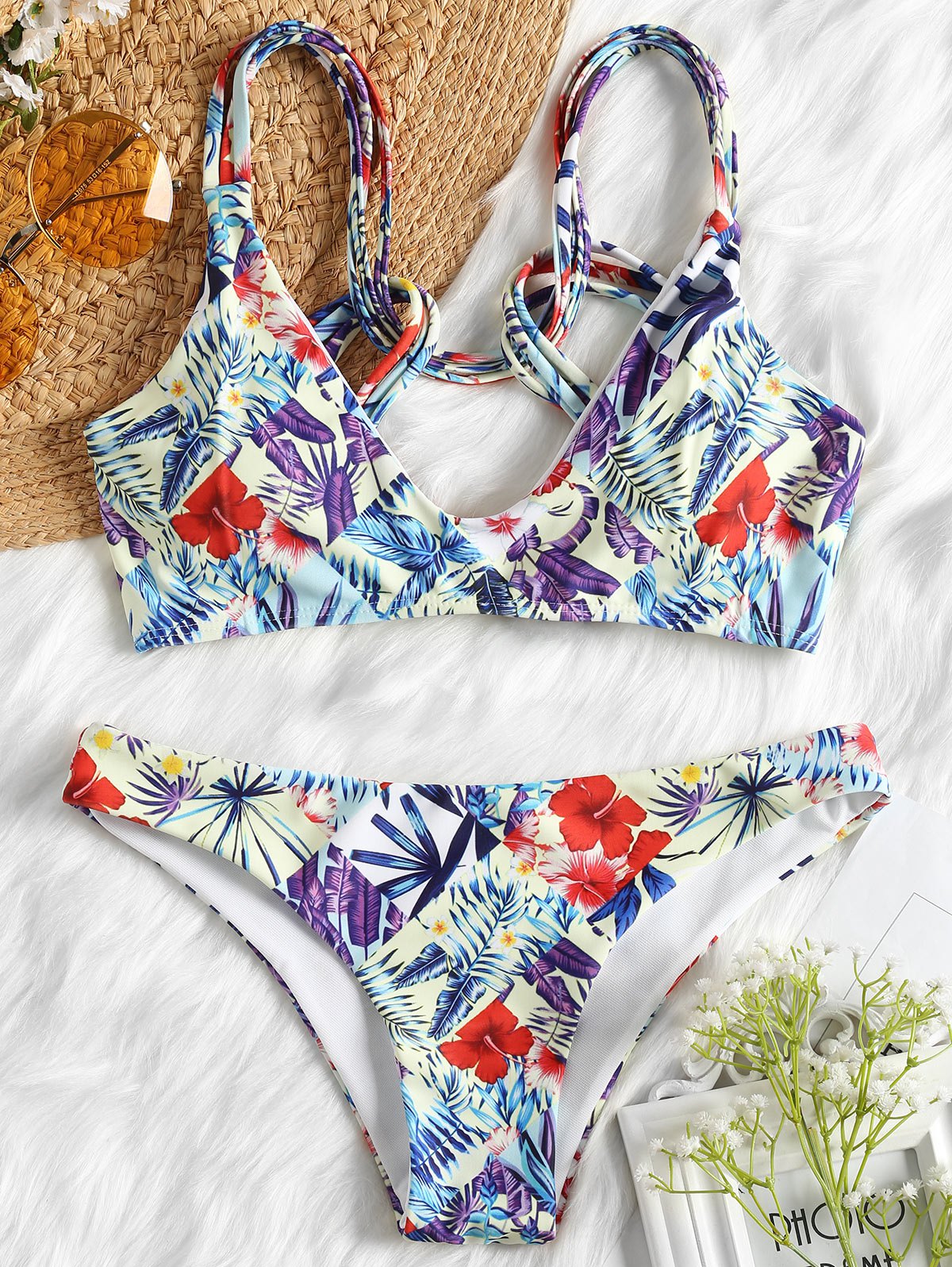 Floral Tropical Strappy Bikini Set