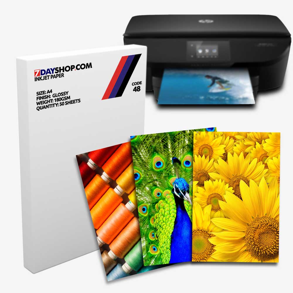 7dayshop Professional Quality Inkjet Photo Paper - A4 Glossy 180gsm - 50 Sheets (Code 48)
