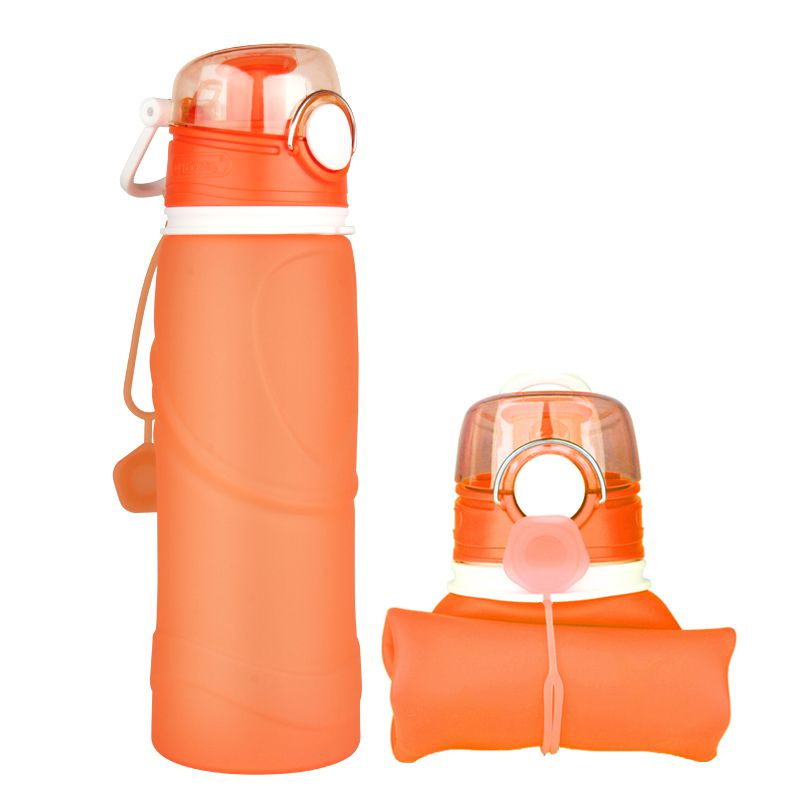 Foldable Silicone Travel Water Bottle BPA Free 750ml - Orange
