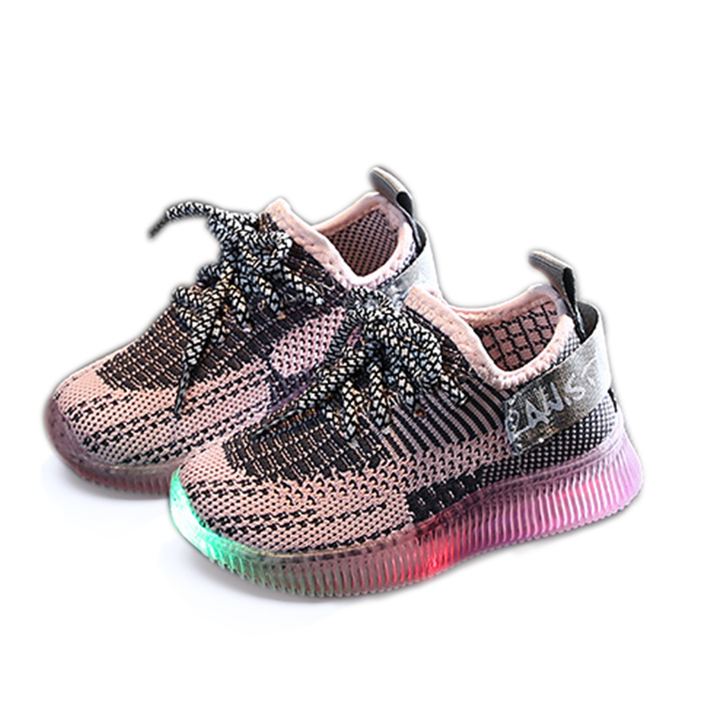 Toddler Boy / Girl Fashion Colorblock Knitted Led Shoes (Various colors)