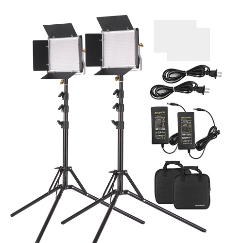 Andoer Ensemble de 2 torches vidéo à LED et kit d'éclairage sur pied de 78,7 pouces