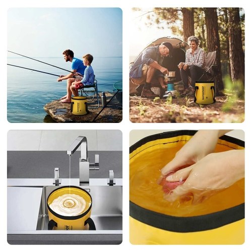 INUO Seau Pliable Compact Portable Pliant Conteneur D'eau Seau De Pêche Lavabo En Plein Air Baignoire De Pieds Pour Voyager Camping Randonnée Jardinage