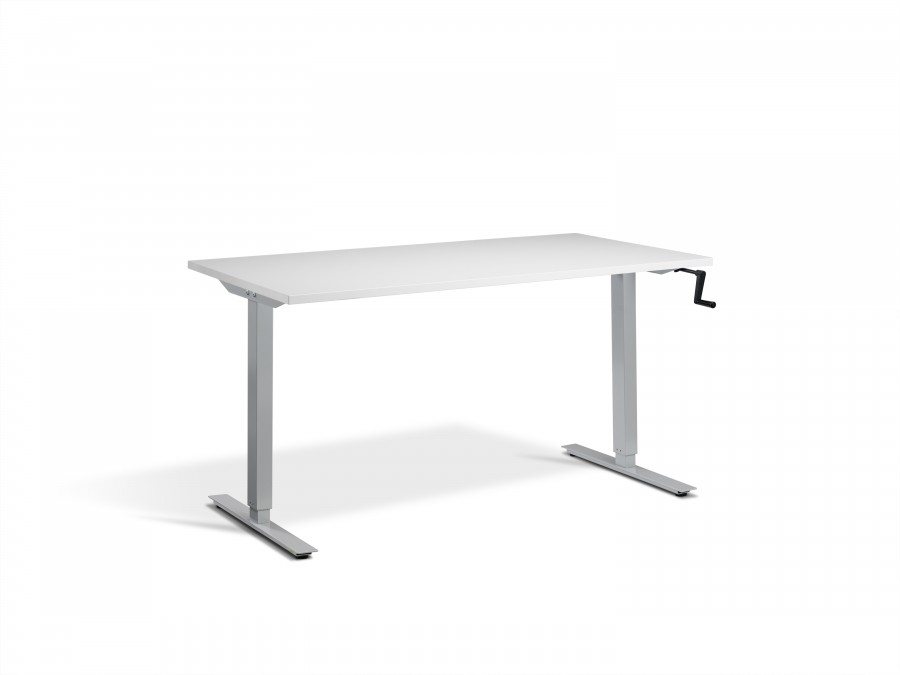 Lavoro Solo Grey Hand Crank Height Adjustable Desk - Silver Frame - 1800x800mm