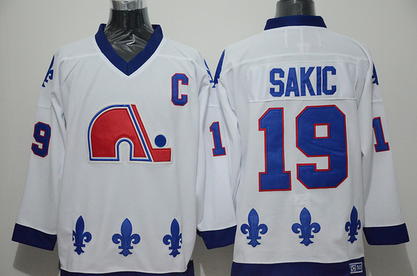 men retro quebec nordiques jersey 19 joe sakic vintage ccm authentic stitched ice hockey jerseys mix order