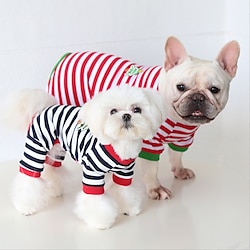 Petstyle Christmas Striped Pajamas Four Legged Clothes Autumn And Winter Cartoon Outdoor Lightinthebox