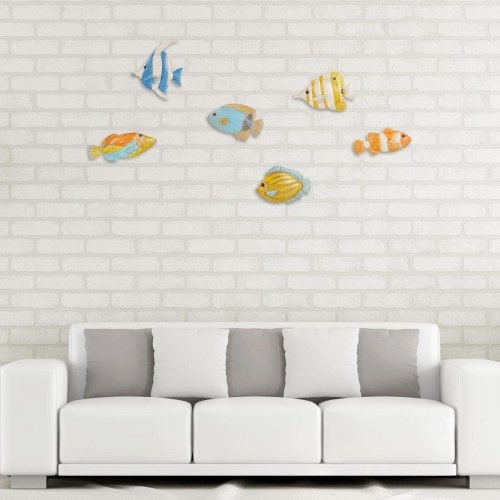 Mur de poissons suspendus 6 décor de mur de fer Décoration créative d'ornement de mur Mur accrochant la vie marine