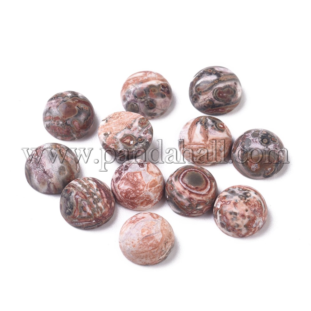 Natural Leopard Skin Jasper Cabochons, Half Round/Dome, 8x4mm