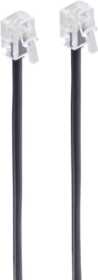 shiverpeaks BASIC-S Modular-Kabel, RJ11-RJ11 Stecker, 3.0 m Länge: 3.0 m, Farbe: schwarz, 4-adrig (BS70083)