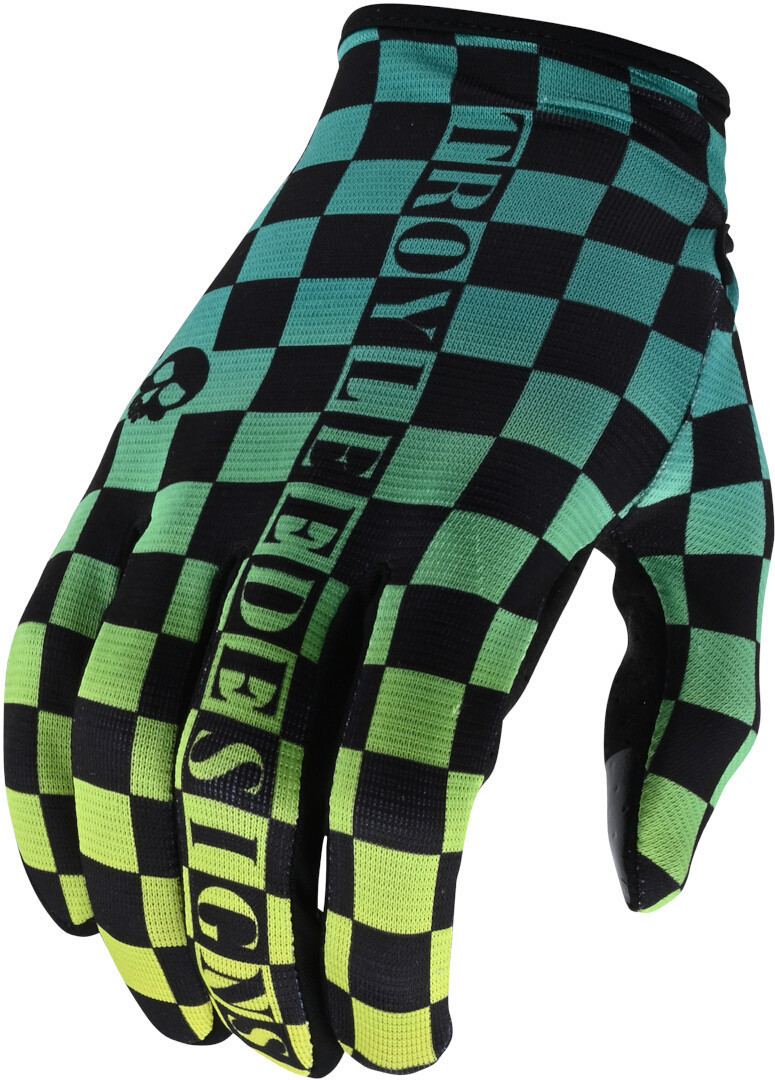 Troy Lee Designs Flowline Checkers Bicycle Gloves, black-green-yellow, Size M, black-green-yellow, Size M