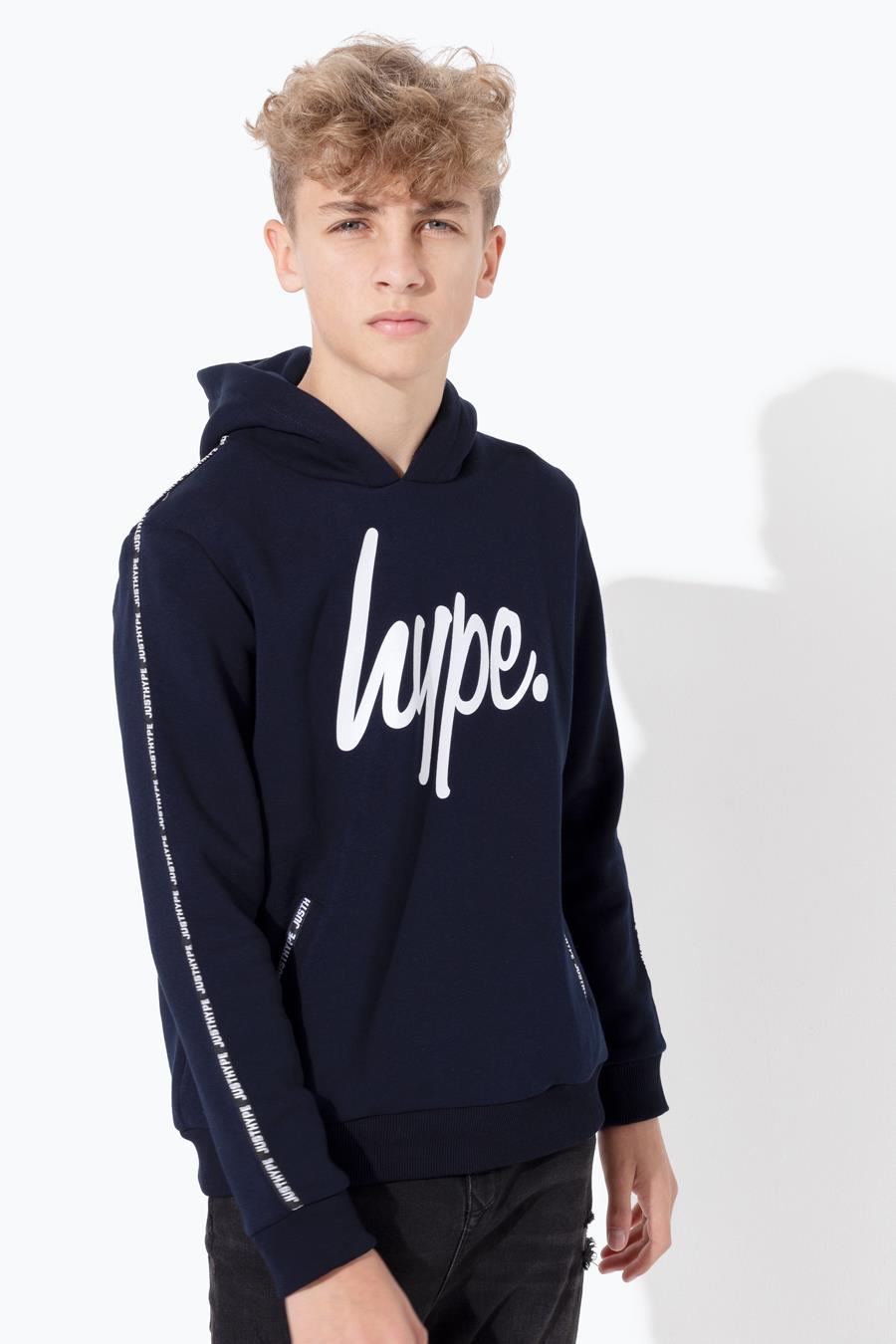Hype Navy Micro Taping Kids Navy/white Pullover Hoodie | Size 7/8Y
