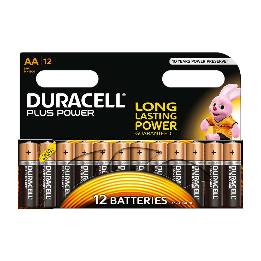 Duracell AA Batteries Plus Power Alkaline AA MN1500 LR6 Sizes - Value 12 Pack