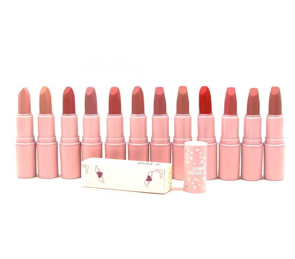 Jenner Lipstick Lippenstifte Matte Sexy Pink Tube Easy to Wear Long Last 12 Color Wholesale Makeup Lipstick
