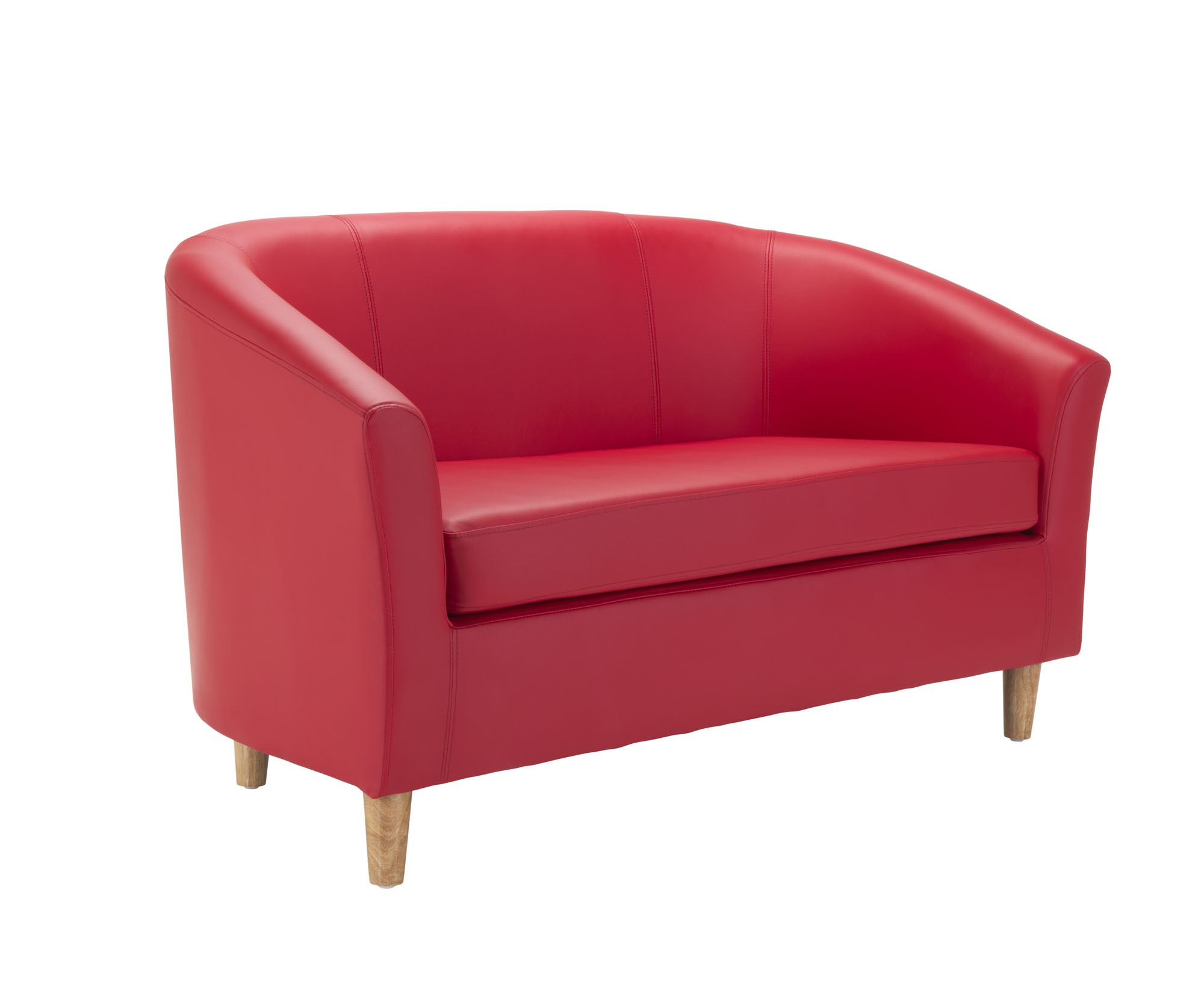 Tub Sofa With Wooden Feet - Red