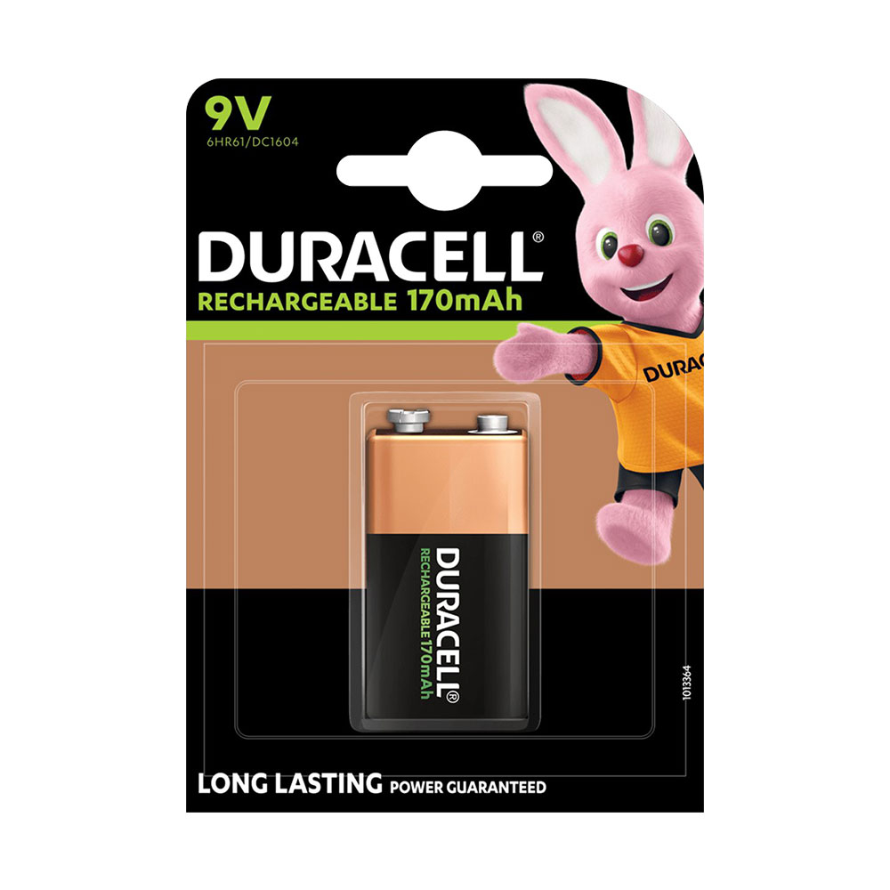 Duracell Recharge ULTRA NiMH Rechargeable Battery 9V PP3 MN1604 6LR61 - Capacity 170mAh