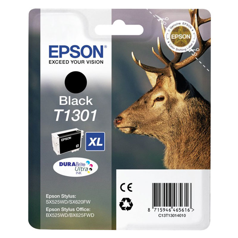 Epson Original T1301 Stag Ink Cartridge High Capacity 25.4ml - Black