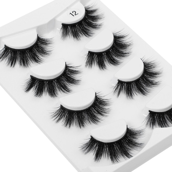 4 pairs soft 3d mink hair false eyelashes wispies feathery natural volume long eyelashes extension beauty makeup eye lashes
