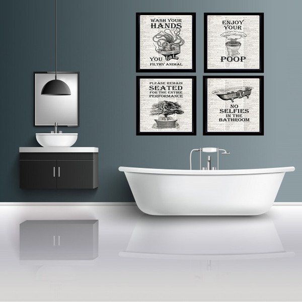 modern bathroom quote prints posters enjoy your poop canvas painting on the wall fortoilet home decor funny creative art picture
