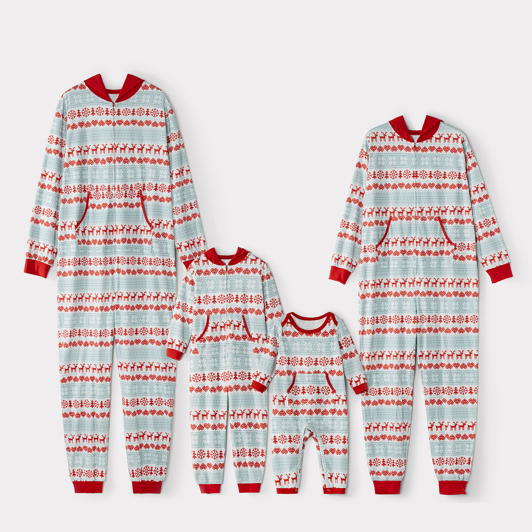 Mosaic Family Matching Reindeer Christmas Onesie Hoodie Pajamas for Dad - Mom - Kid - Baby